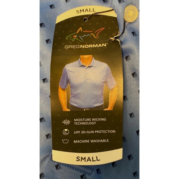 Greg Norman Mens Robin Blue Polo Shirt S Small  Moisture-Wicking UPF 30+ Protect - Picture 2 of 4